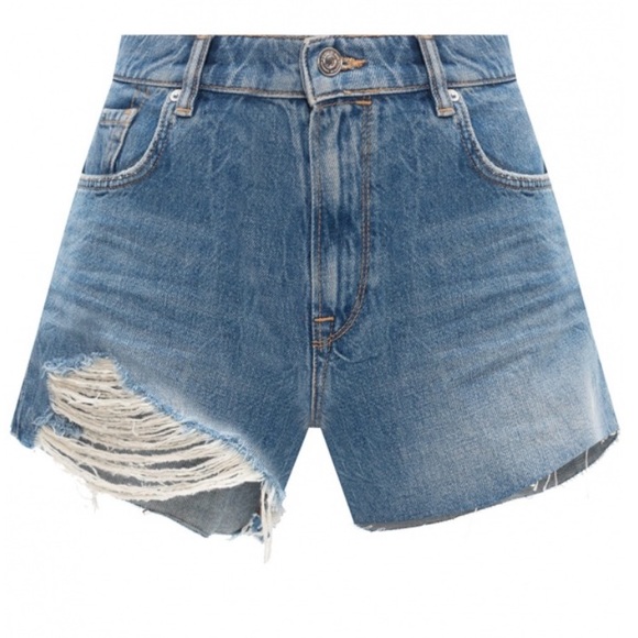 ALL SAINTS WINNIE CUT OFF SHORTS SIZE 28 MID INDIGO NEW WITH TAGS - Picture 2 of 7